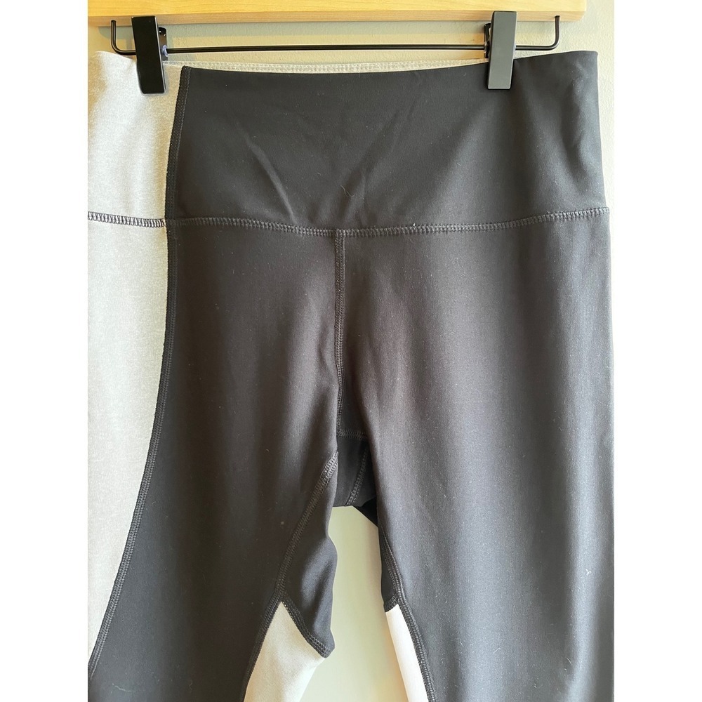 Apana Black and Gray Colorblock High Waist Athletic Leggings Activewear 7/8 M - Picture 9 of 10